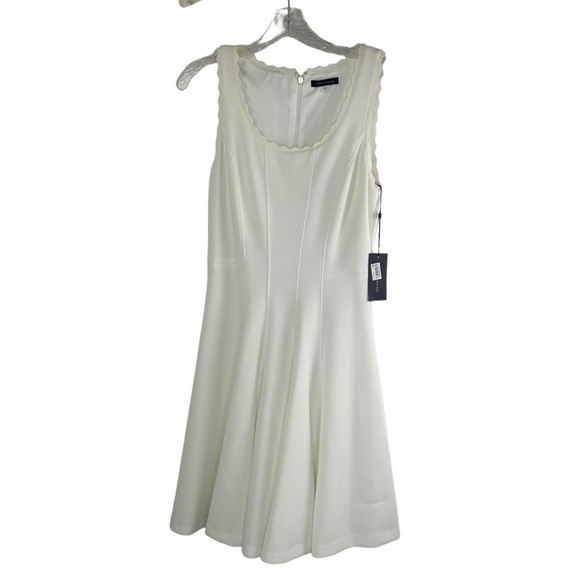 NWT Tommy Hilfiger Ivory Cream Scalloped Pique Fit & Flare Dress 6 - Picture 3 of 14